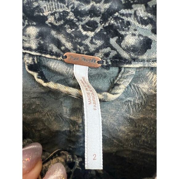 Free People Follow the Flock velvet burnout moto jacket olive and black size 2 - Picture 6 of 12